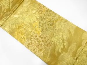 遠山に桜・五重塔模様織り出し　袋帯